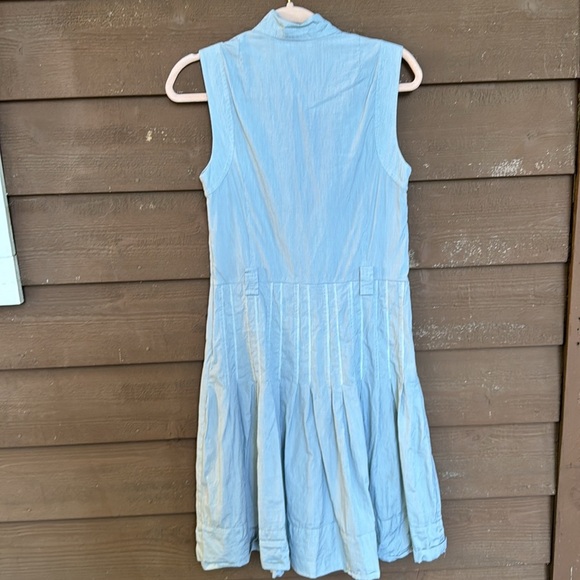 Akris Punto Sleeveless Flared Gray Striped Dress size 8 - Picture 6 of 7